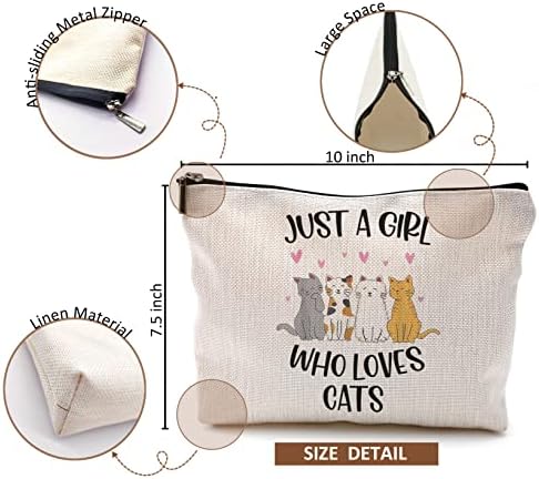 AİEVFU Sadece Bir Kız Seven Kediler Makyaj Çantası, Kediler Seyahat Tuvalet Sevimli kozmetik çantası kılıflı çanta