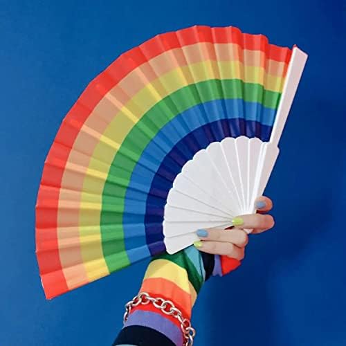 Aktivistler 12 Paket Gökkuşağı katlanır yelpazeler Renkli El Fan Gurur el fanı Parti Dekorasyon Kadınlar, Erkekler