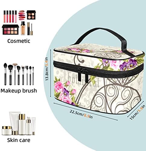 Pembe Romantik Çiçekler Kozmetik Çantası Taşınabilir Seyahat makyaj çanta düzenleyici makyaj çantası Kadınlar ve Kızlar