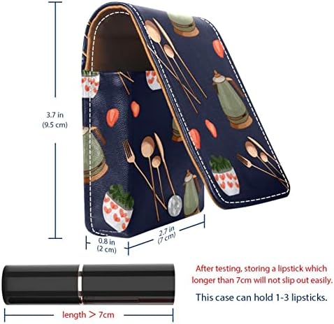 ORYUEKAN Ruj Kılıfı Ayna ile Sevimli Taşınabilir Makyaj Çantası kozmetik torbası, Karikatür Güzel Çatal Desen