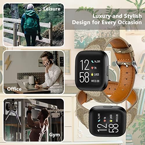 Fitbit Versa ile Uyumlu Deri Bantlar / Versa 2 / Versa Lite / Lite Edition Kadın Erkek, Fitbit Versa Smartwatch için