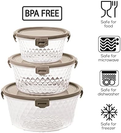 Plasvale Gıda Saklama Plastik Kaplar Kristal Hat Seti-6 Parça-Mikrodalga, Derin Dondurucu ve Bulaşık Makinesinde Yıkanabilir-BPA