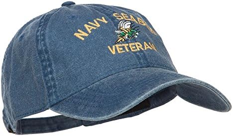 e4Hats.com ABD Donanması Seabee Veteran Askeri İşlemeli Yıkanmış Şapka