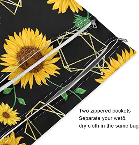 ZZXXB Ayçiçeği Geometri Su geçirmez Islak Çanta Kullanımlık Bez Bebek Bezi Islak Kuru fermuarlı çanta Cep Seyahat