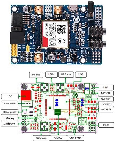 SIM808 Modülü GSM GPRS GPS Geliştirme Kurulu + IPX SMA GSM GPS Anten Desteği 2G Ağ Arduino Ahududu Pi için
