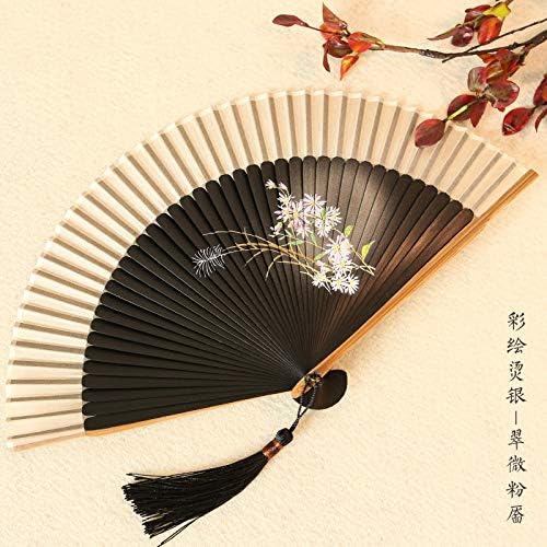 LYZGF yelpaze, Katlanır El Fanı Vintage Çiçekli el fanı İpek yelpaze Bambu Çerçeveli yelpaze Düğün Dansı için yelpaze