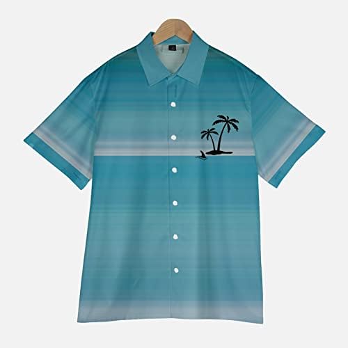 Zpervoba Erkek Baskılı Hawaii Gömlek Kısa Kollu Düğme Aşağı Plaj Gömlek Casual Bluz