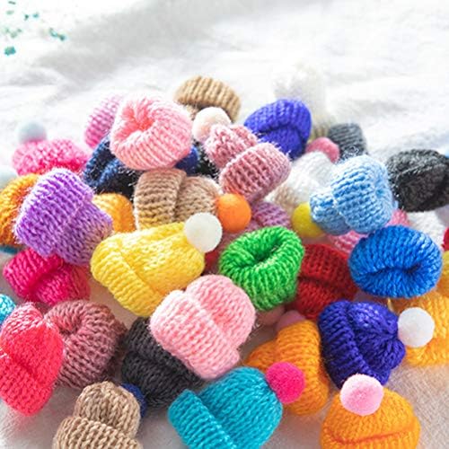 SOIMISS 10 adet Örgü Mini Şapkalar DIY Zanaat Malzemeleri Tığ Mini Ponpon Şapka Kapaklar (Karışık Renk)