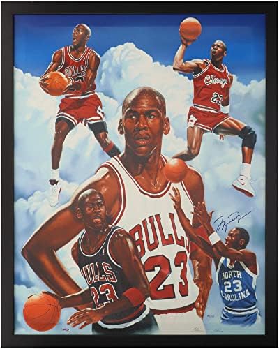 Michael Jordan Chicago Bulls Çerçeveli İmzalı 30 x 45 Gökyüzünde Zafer Litografi - 98 Üst Güverte İmzalı NBA Sanatının