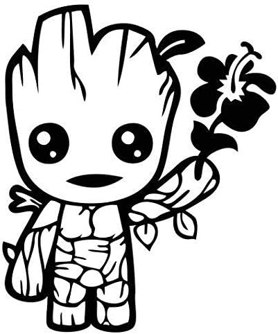 Fan Sanat Redition Bebek Groot Çiçek 5.5 Guardian Galaxy Süper Kahraman Sembolü Logo Kalıp Kesim Çıkartması-Siyah