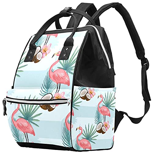 Zarif Flamingo Desen bez bebek bezi çantaları Mumya Sırt Çantası Büyük Kapasiteli Bez Torba Hemşirelik Seyahat Çantası