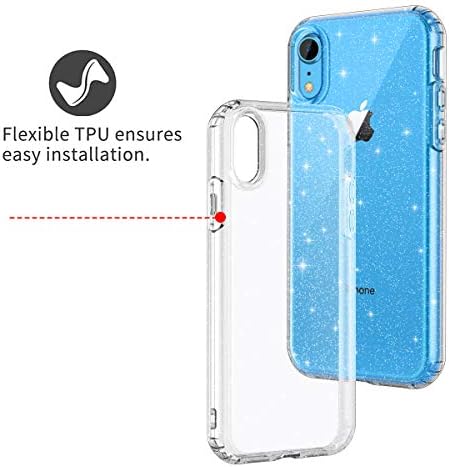 iPhone XR Durumda, kristal Berraklığında Bling Sparkly Glitter Parlak Yumuşak Esnek TPU Slim Fit Damla Koruma Sağlam
