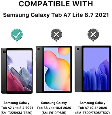 MoKo Paketi: Samsung kılıfı Galaxy Tab A7 Lite 8.7 inç 2021 Modeli (SM-T220/T225/T227), İnce Hafif Üç Katlı Kılıf