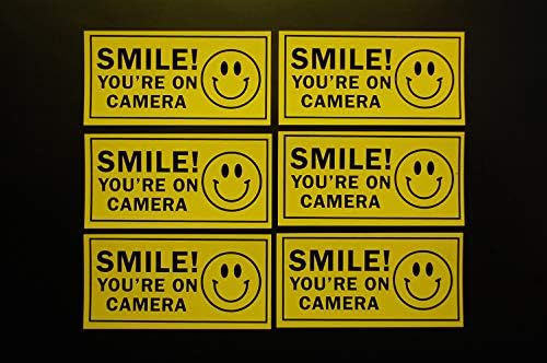 Gülümseme konum Kamera Güvenlik Çıkartmaları Vinil Çıkartmaları (6 Paket) kapalı Açık Su Geçirmez Kendinden Yapışkanlı