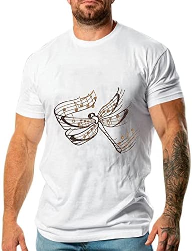DBYLXMN Erkekler Yaz Rahat Baskılı Moda Yuvarlak Boyun Üst Kısa Kollu T Shirt Erkek Şort 7 Inç Inseam