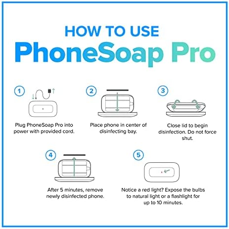 PhoneSoap Pro UV Akıllı Telefon Dezenfektanı ve Evrensel Cep Telefonu Şarj Cihazı Kutusu / Patentli ve Klinik Olarak