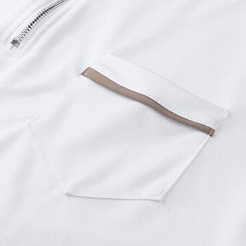 XXBR Fermuar polo gömlekler Erkekler için, Yaz Çizgili Grafik Slim Fit kısa Kollu tişört İş Rahat Üst İş Elbisesi