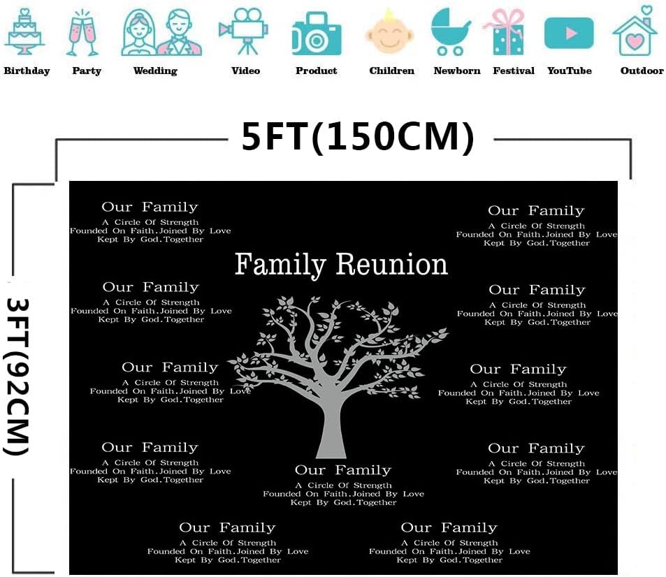 Aile Birleşimi Zemin Aile Birleşimi Süslemeleri MEETSİOY 5x3ft Siyah Aile Partisi Fotoğraf Arka Plan fotoğraf kabini