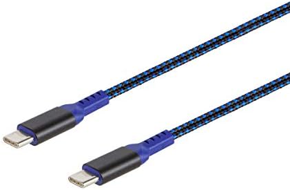 Monoprice Stealth USB 2.0 Tip-C'den Tip-C'ye Şarj ve Senkronizasyon Kablosu - 1,5 Fit-Mavi, 5A/100W'A kadar, USB-C