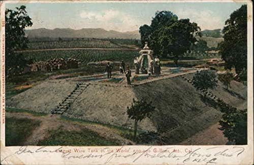 Dünyanın En Büyük Şarap Deposu-500.000 Galon Asti, California CA Orijinal Antika Kartpostal