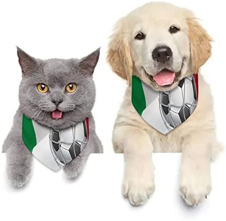 Futbol Gol ve İtalya Bayrağı Köpek Bandana Ayarlanabilir Pet Yaka Eşarp Sevimli Üçgen Fular Köpekler Kediler için