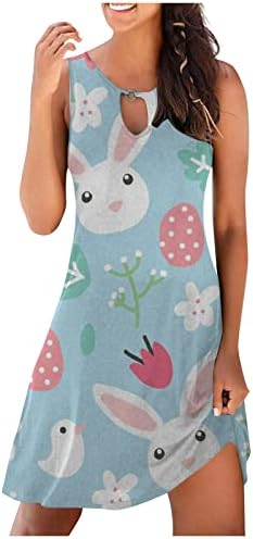 lcepcy Paskalya Yumurtası Elbise Kadınlar için 2023 Bahar Kolsuz Plaj Elbise Şık Rahat Gevşek Dökümlü Sundress Genç
