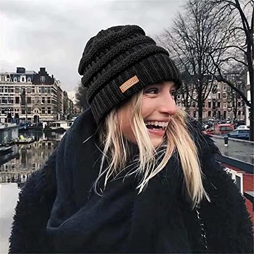 Bayan Saten Astarlı Kış Bere Kablo Örgü Bere Kadınlar için İpek Astar Kalın Tıknaz Şapka Kafatası Sıcak
