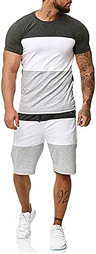 Egzersiz Kıyafeti erkek Yaz Kısa Kollu T-Shirt ve Şort Takım Elbise Eşofman Eşofman Spor Spor Rahat Seti