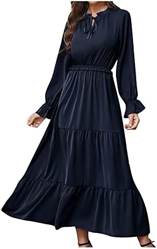 NOKMOPO Sonbahar Elbiseler Kadınlar için Rahat Moda Düz Renk Gevşek Uzun Kollu Cep Gömlek Elbise Parti Maxi Elbise