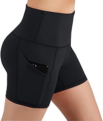 Yüksek Bel Egzersiz Tayt Kadınlar için Kontrol Koşu Pantolon Yoga Eğitimi Cepler Karın Şort egzersiz pantolonları