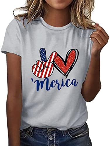 Amerikan Bayrağı Gömlek Kadınlar için Kısa Kollu Temel Tees Şık grafikli tişört Yıldız Çizgili ABD Üstleri 4th Temmuz
