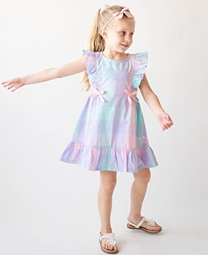 RuffleButts ® Bebek / Yürümeye Başlayan Kızlar Baskılı Önlük Arkası Açık Güneş Elbisesi