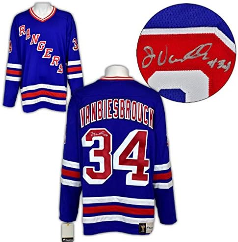 John Vanbiesbrouck New York Rangers İmzalı Retro Fanatik Forması - İmzalı NHL Formaları