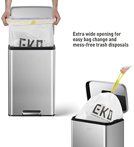EKO Madison Mat Paslanmaz 50 Litre/13,2 Galon Basamaklı Çöp Tenekesi İç Astarlı-Parmak İzine Dayanıklı Kaplama (EK9361MMT-50L)