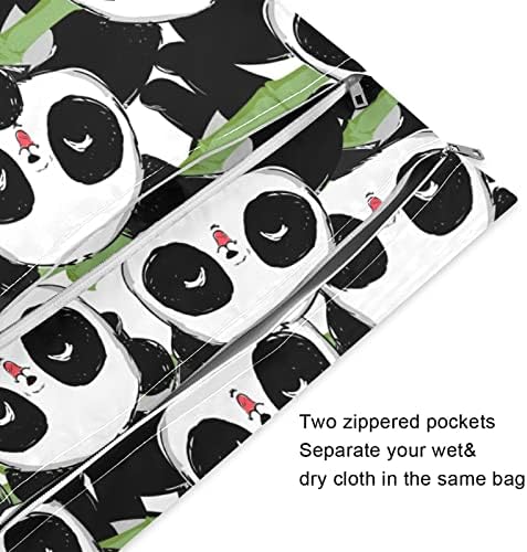 ZZXXB Panda Bambu Ağacı Su Geçirmez Islak Çanta Kullanımlık Bez Bebek Bezi Islak Kuru fermuarlı çanta Cep Seyahat