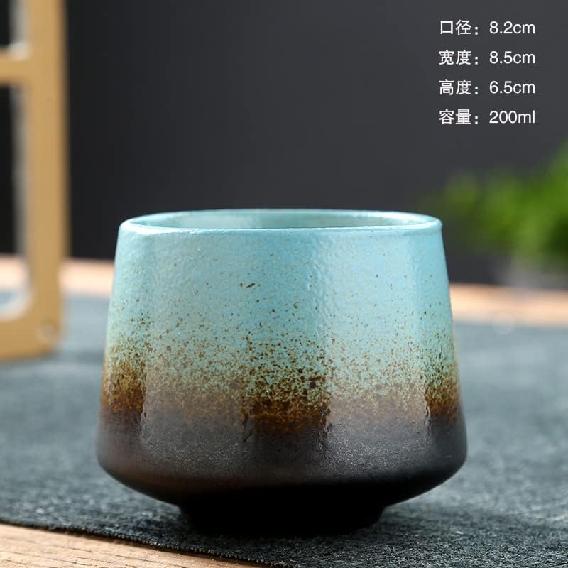 Latte, Cappuccino,Kahve, Çay ve Daha Fazlası için Seramik Japon Tarzı Fincan -6.7 oz-200ml (Mavi)