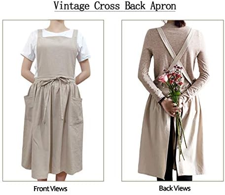 losofar Kadın Kızlar Vintage Önlük Bahçe İşleri Çapraz Geri Önlük Elbise