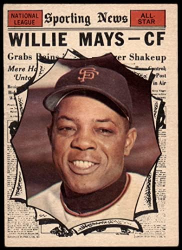 1961 Topps 579 All-Star Willie Mays San Francisco Giants (Beyzbol Kartı) İYİ Devler