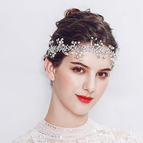 Hapibuy Düğün başlığı Kristal Alın Bandı Gelin Saç Vine Gelin ve Bridemaid İçin Gümüş Renk
