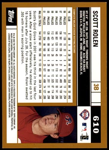 2002 Topps 610 Scott Rolen Philadelphia Phillies (Beyzbol Kartı) NM / MT Phillies