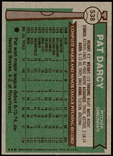 1976 Topps 538 Pat Darcy Cincinnati Kırmızıları (Beyzbol Kartı) NM Kırmızıları