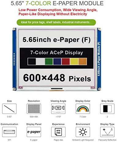 waveshare 5.65 inç E-Mürekkep Ekran ŞAPKA ACeP 7 Renkli E-Kağıt Modülü 600×448 Piksel mürekkep Ekran epaper ŞAPKA