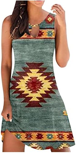 Kadın Yaz Batı Aztek Tunik Elbiseler Casual Kolsuz Hollow Out Mini Tank Elbise Vintage Gevşek Tshirt Sundress
