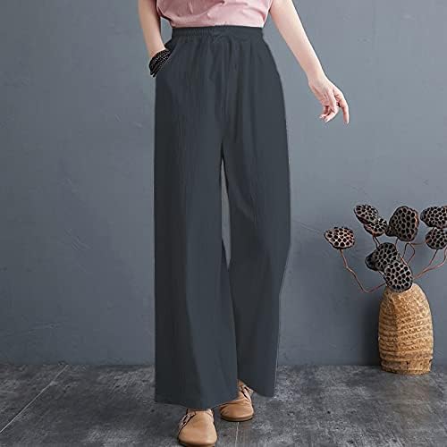 MIASHUI 20 Artı Boyutu Katı İpli Pantolon kadın Cepler ile Gevşek Rahat pamuklu tozluklar Renk Artı Boyutu Pantolon