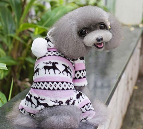 SELMAİ Kadife Pet Köpek Pijama Ren Geyiği Hoodie Pet Giyim Noel Noel Tulum Eşofman Polar Kış Ceket için Küçük Doggie