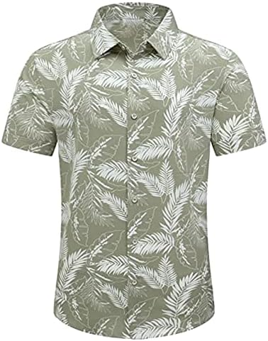 Apfopard Erkek Yaz Casual Gömlek 2023 Kısa Kollu Düğme Aşağı Baskılı Gevşek Fit Yakalı Üst Tunik Bluzlar Hawaii Tatil