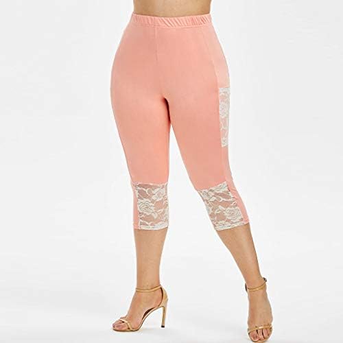 Yubnlvae Yoga Pantolon Kadınlar ıçin Yüksek Belli Elastik Slim Fit Artı Boyutu L-5XL Katı Buzağı Uzunlukta Egzersiz