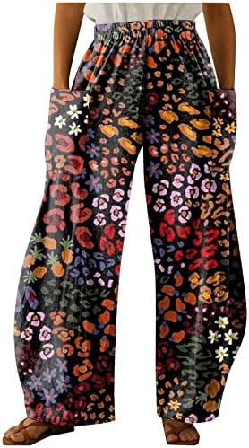 Bayan Düz Bacak Pantolon Rahat Bağbozumu Artı Boyutu Elastik Bel Düz Cepler Sweatpants Yaz Yoga Pantolon