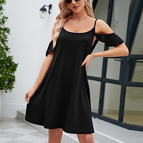 Kadın Rahat yaz elbisesi Spagetti Kayışı Kolsuz Yüksek Bel Plaj Uzun Maxi Güneş Elbise Bohemian Tatil Elbiseler