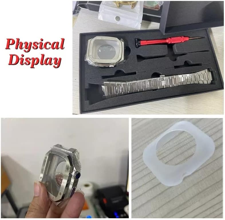 CNHKAU Lüks Modifikasyon Kiti için Apple Watch Case Band 45mm 41mm / 40mm 44mm Mod Metal Saat Durumda iWatch Serisi